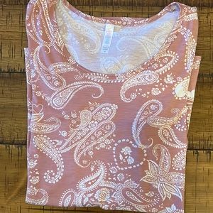 LuLaRoe Perfect T Pink w/ paisley print